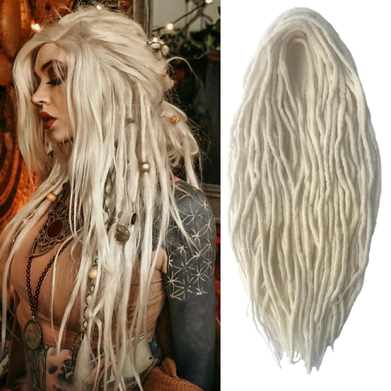 22″ Wool Double Ended Dreadlock Extensions – 15 Strands Mixed Brown Hippie Style