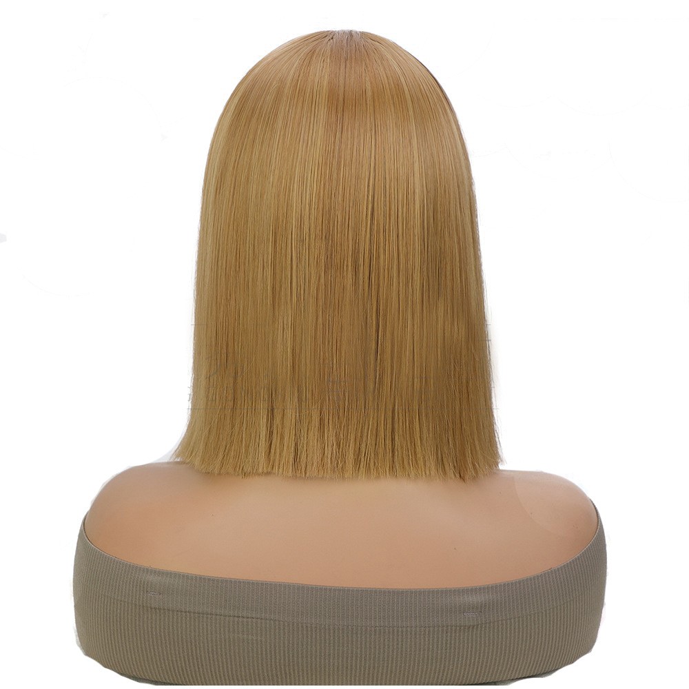 Piano Color 4/27 Short Straight Lace Wig for Women Synthetic Full Head Wig