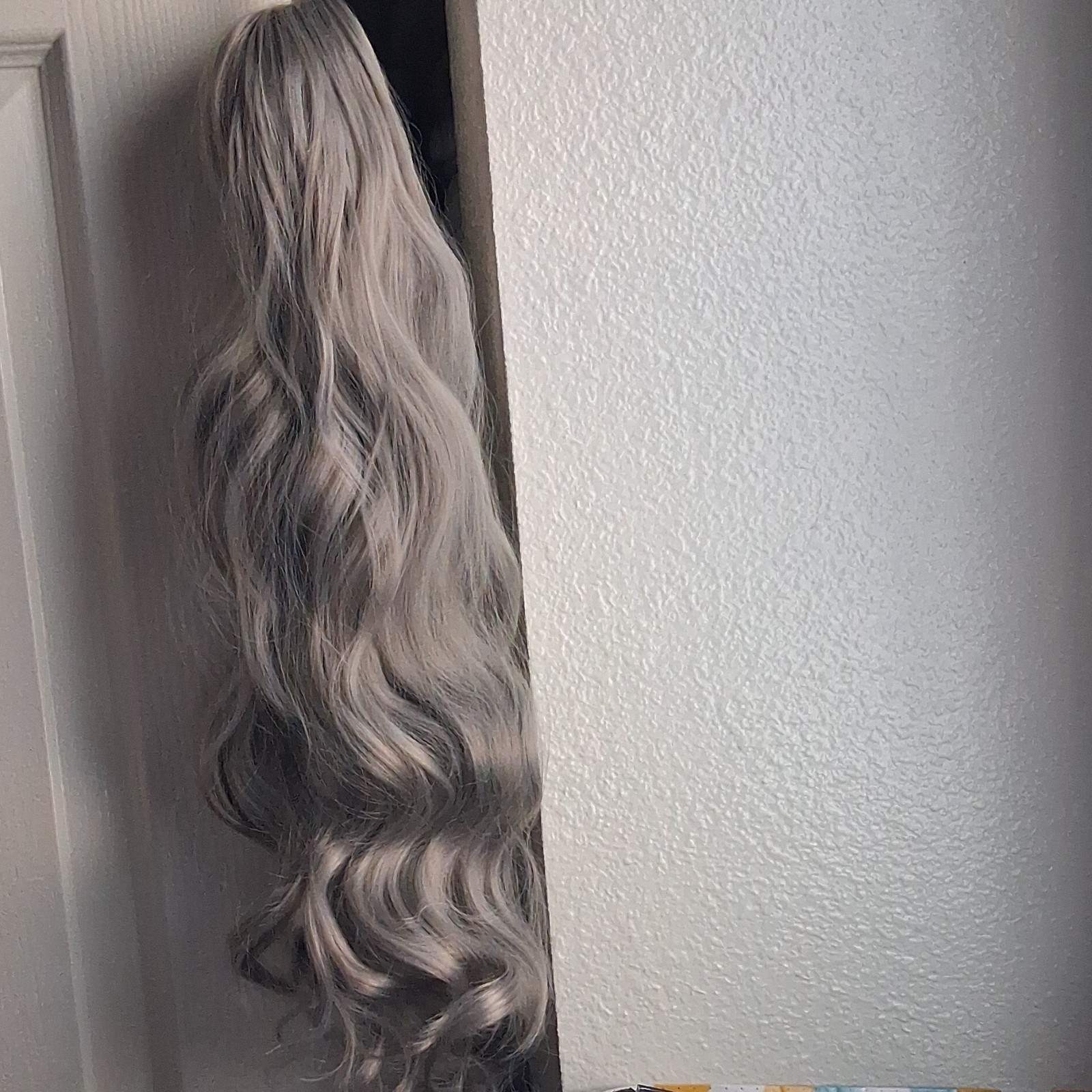 Ash Blond Gray Wavy Synthetic Claw Clip Hair Extension 21-30in for Women