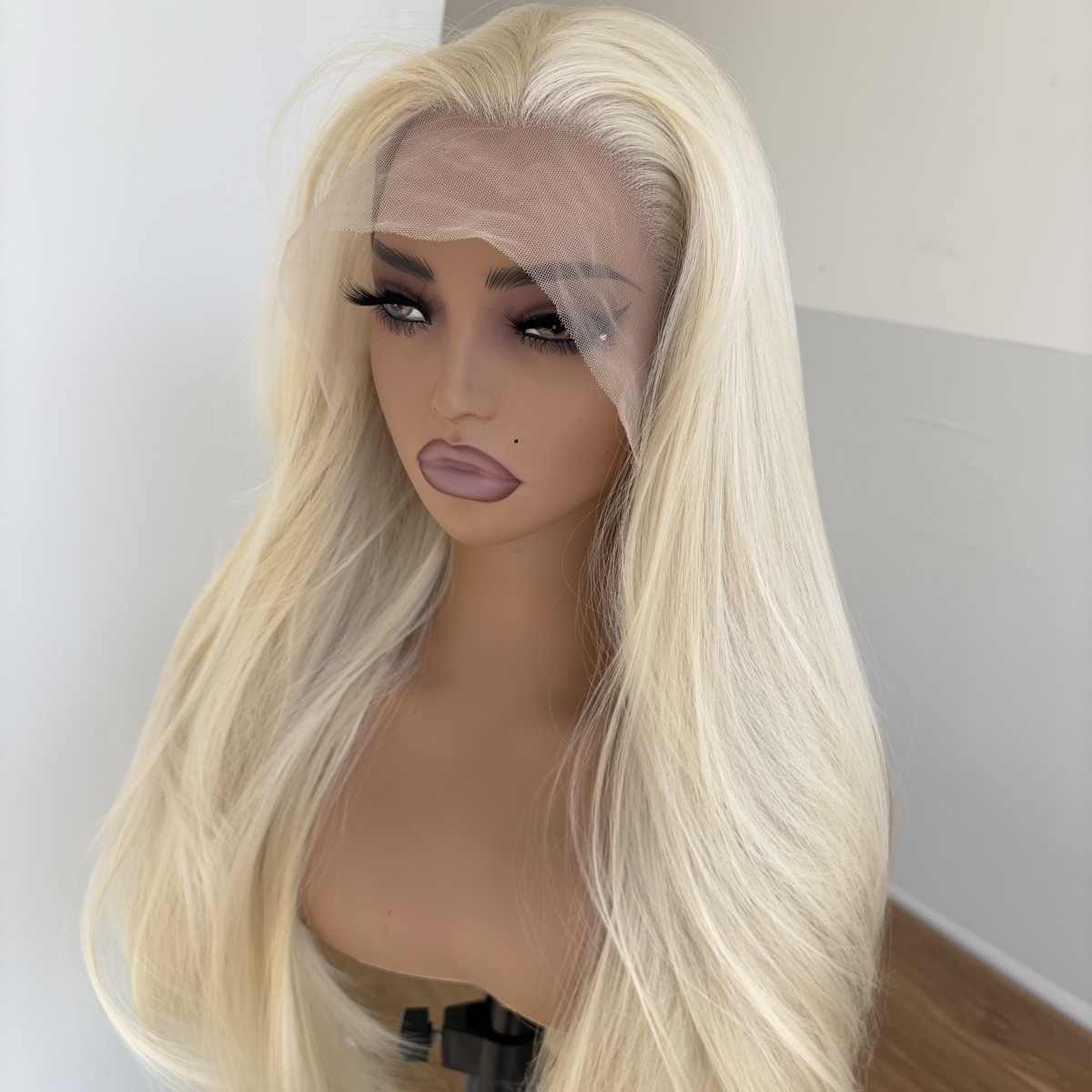 Long Straight Heat Resistant Synthetic Hair Layered Lace Front Wig Blonde