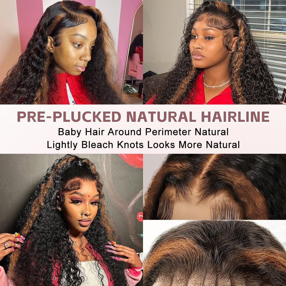 Skunk Stripe Lace Front Wig 100% Human Hair 13×4 1b/30 Glueless Wig
