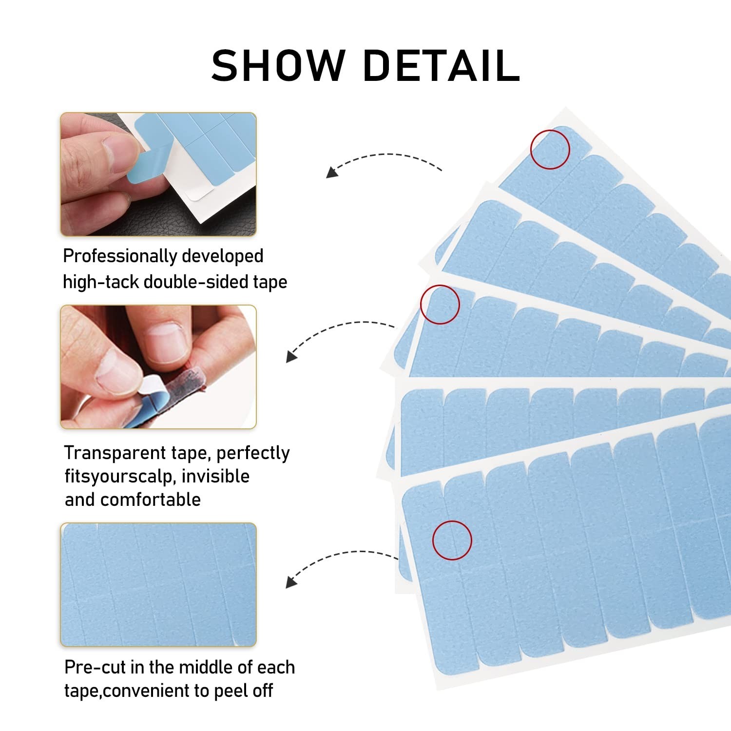 Durable and Waterproof 120-Piece Hair Extension Double-Sided Tape – 4×0.8 cm