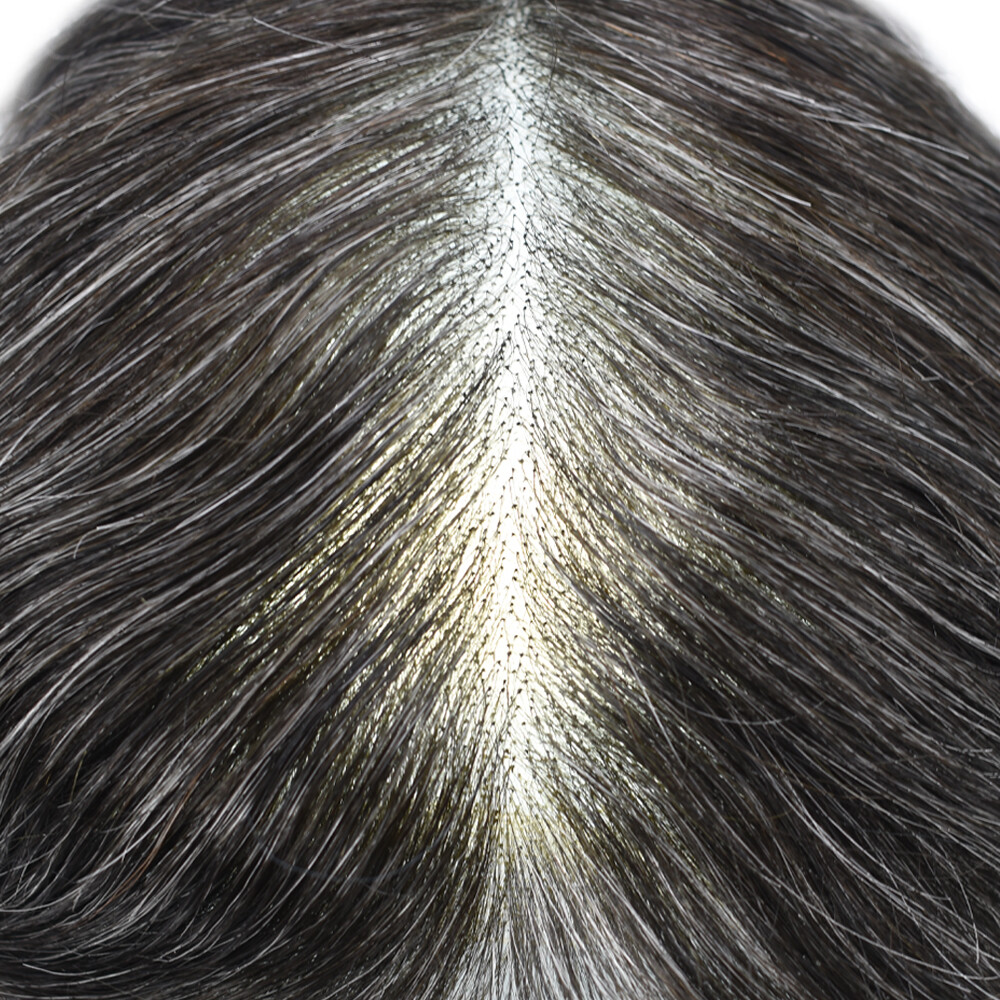 French Lace Front Mens Toupee Hairpeice Poly Skin Human Hair Replacement Systems