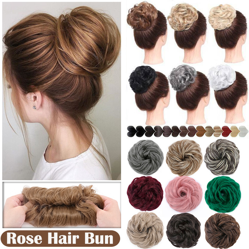 Messy Bun Scrunchie Hair Piece False Updo Cover Elastic Hair Extension Curly US