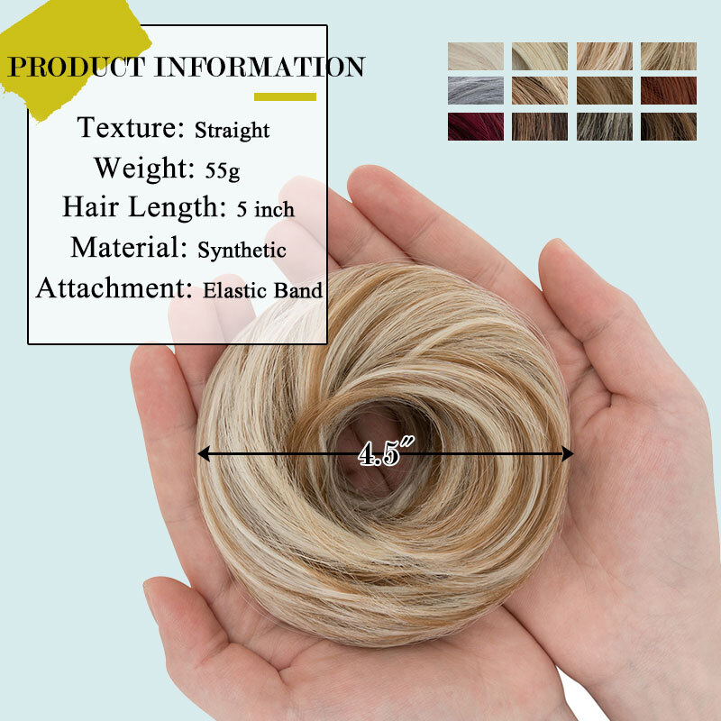 Women Girls Donut Hair Scrunchie Natural Easy Bun Hairpiece Messy Updo Extension