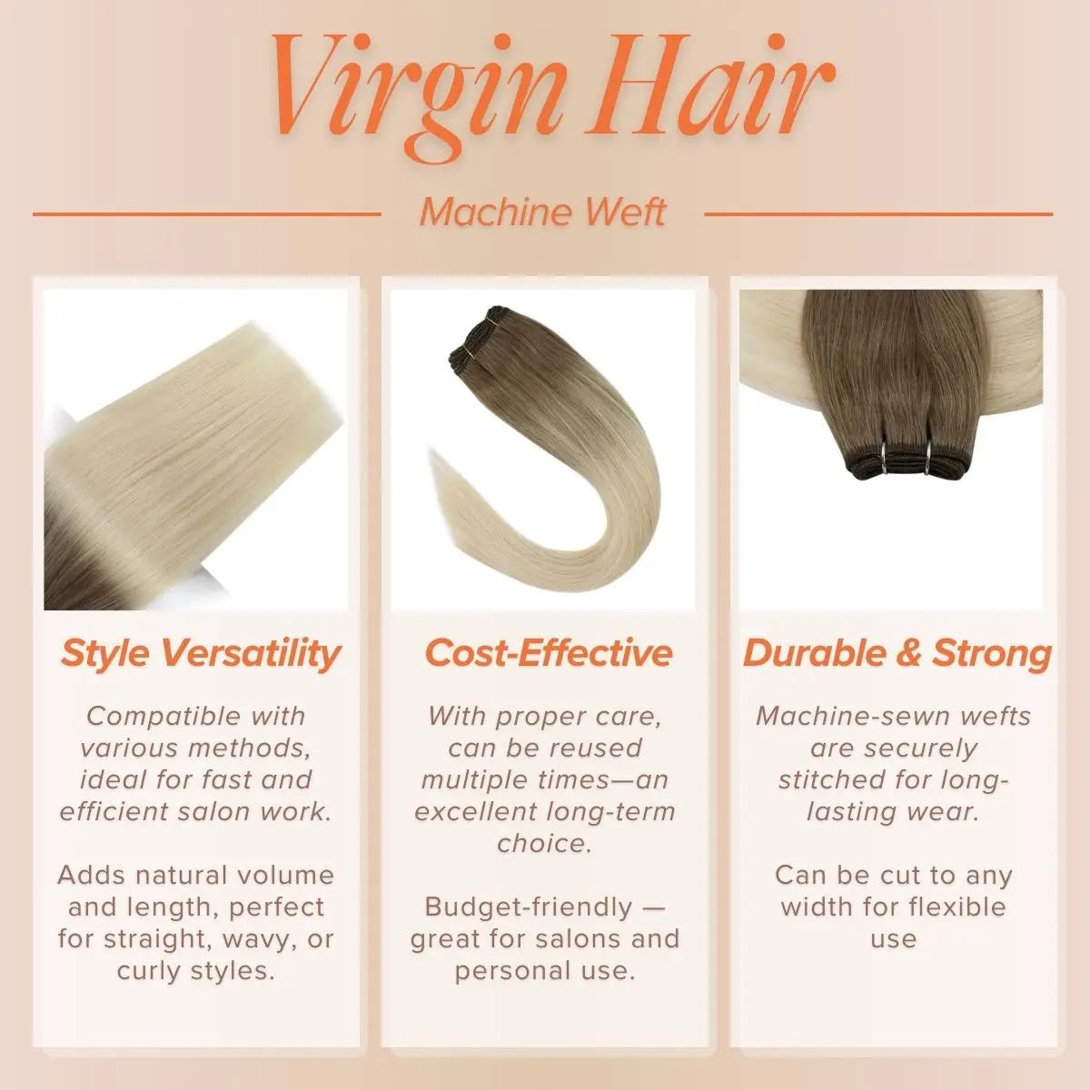 Sunny Hair WEFT 18in Light Brown Balayage Blonde Extensions HW_BA8A-60_100G4