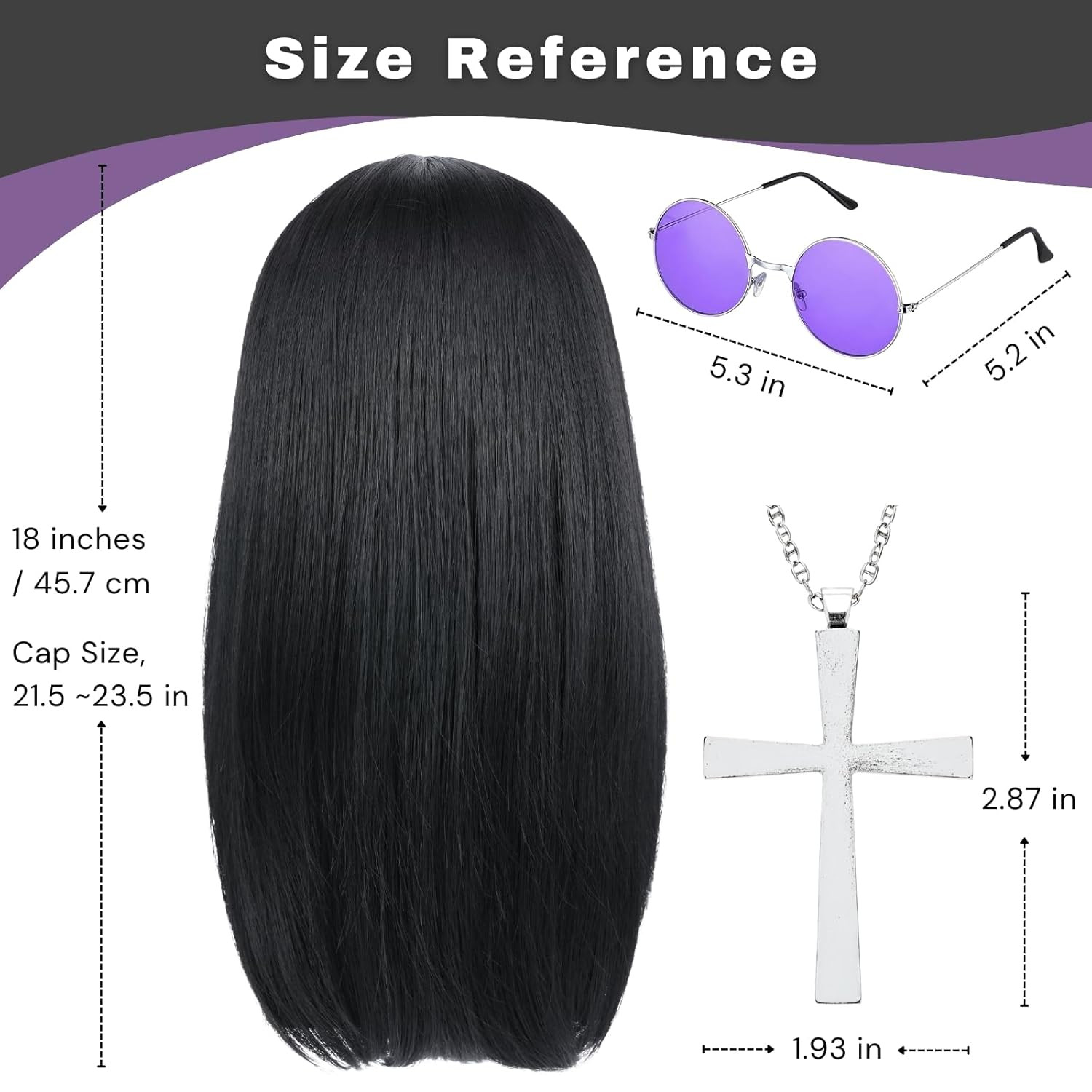 Morvally Long Black Straight 80S Heavy Metal Rocker Wig for Men – Center Parting