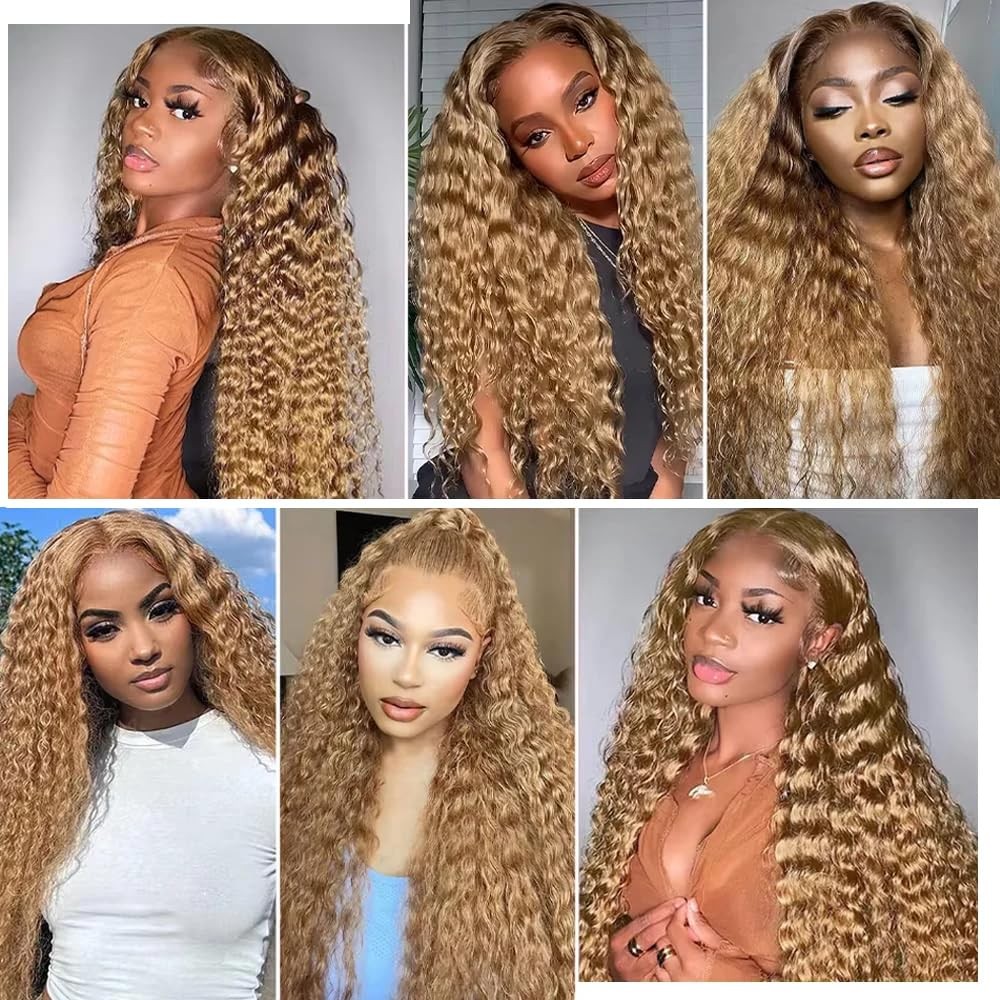 30 32 34 Inch #27 Honey Blonde Bundles Human Hair Deep Wave 3 Bundles Brazili…