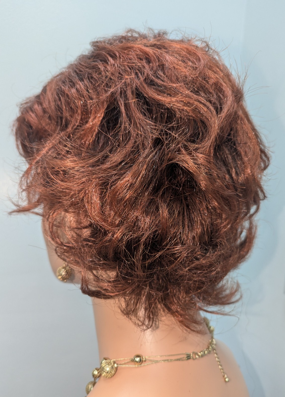 Fashion Synthetic Bangs Flip Back Wig Dark Brown Base #2, Tipped Copper Red #130