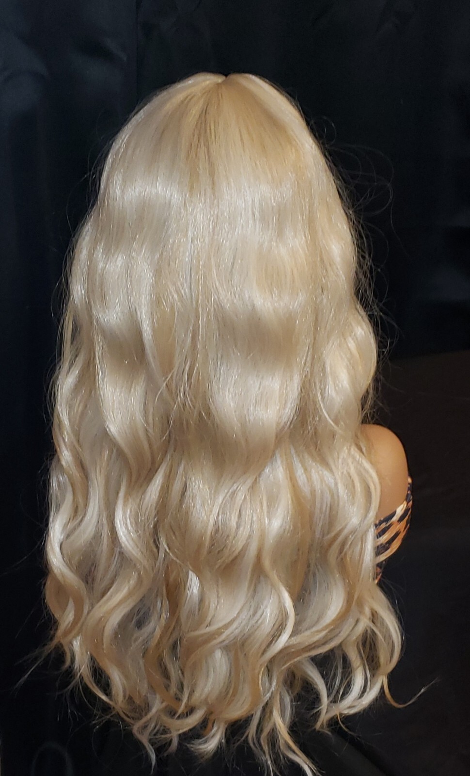 Platinum BLONDE Human HAIR Blend Multicolor Wavy Curly bangs layers
