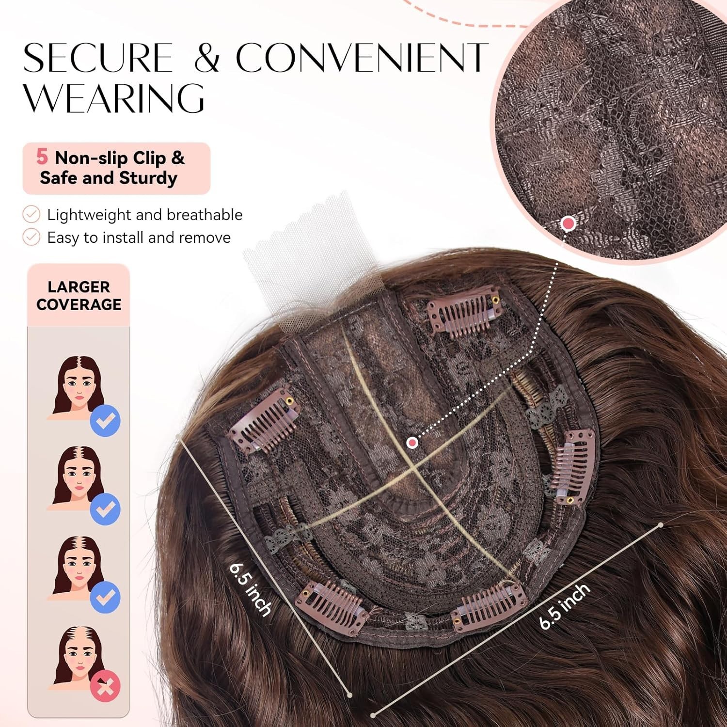 Brown Blonde Highlights Short Wavy 11in Natural Hair Topper