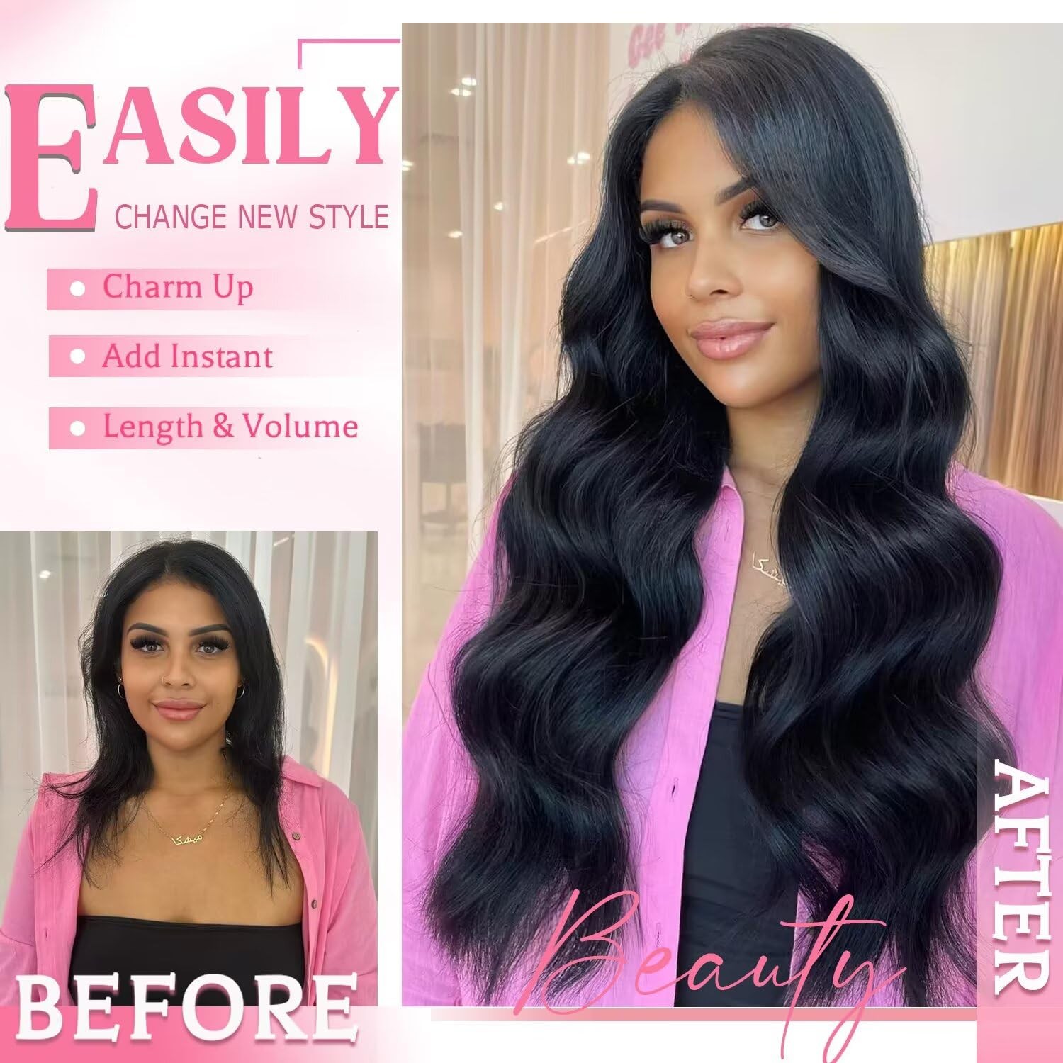 Tebelove Clip In Hair Extensions Real Human Hair 3.6Oz/100G Clip Ins 100