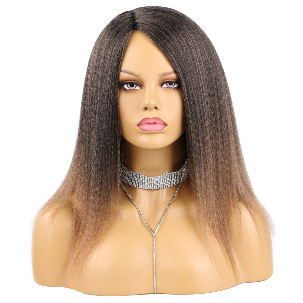 Synthetic Kinky Straight African YaKi Hair Dreadlock Curly Ombre Wig For Women