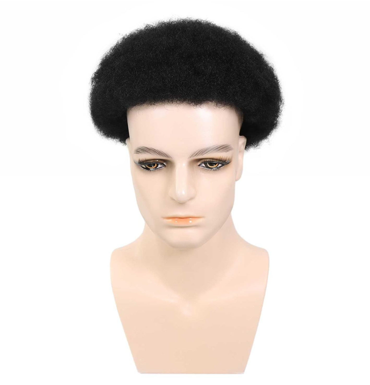 Afro Toupee for Men Thin Skin Human Hair Replacement System Male Toupee – #1