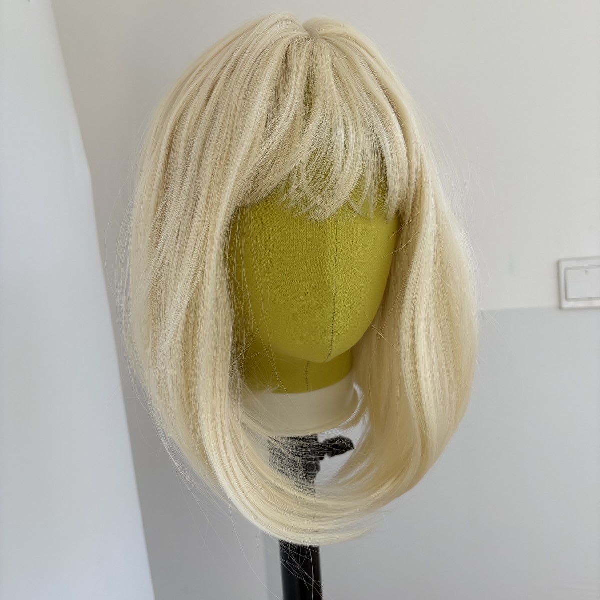 Blonde Costume Wig With Bangs Soft Short Straight Heat Resistant Synthetic Hair