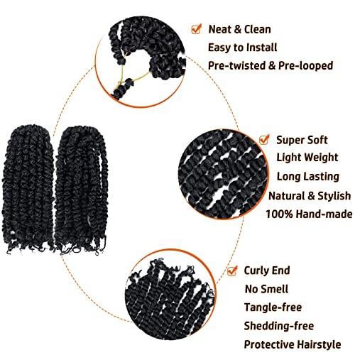 Passion Twist Hair 10 Inch 10 Inch(Pack of 8) Pre-twisted passion twist hair-1B