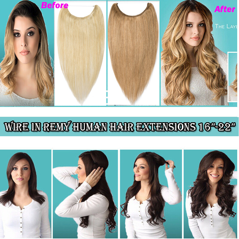 One Piece THICK Secret Wire No Clip In 100% Remy Human Hair Extensions Weft RW