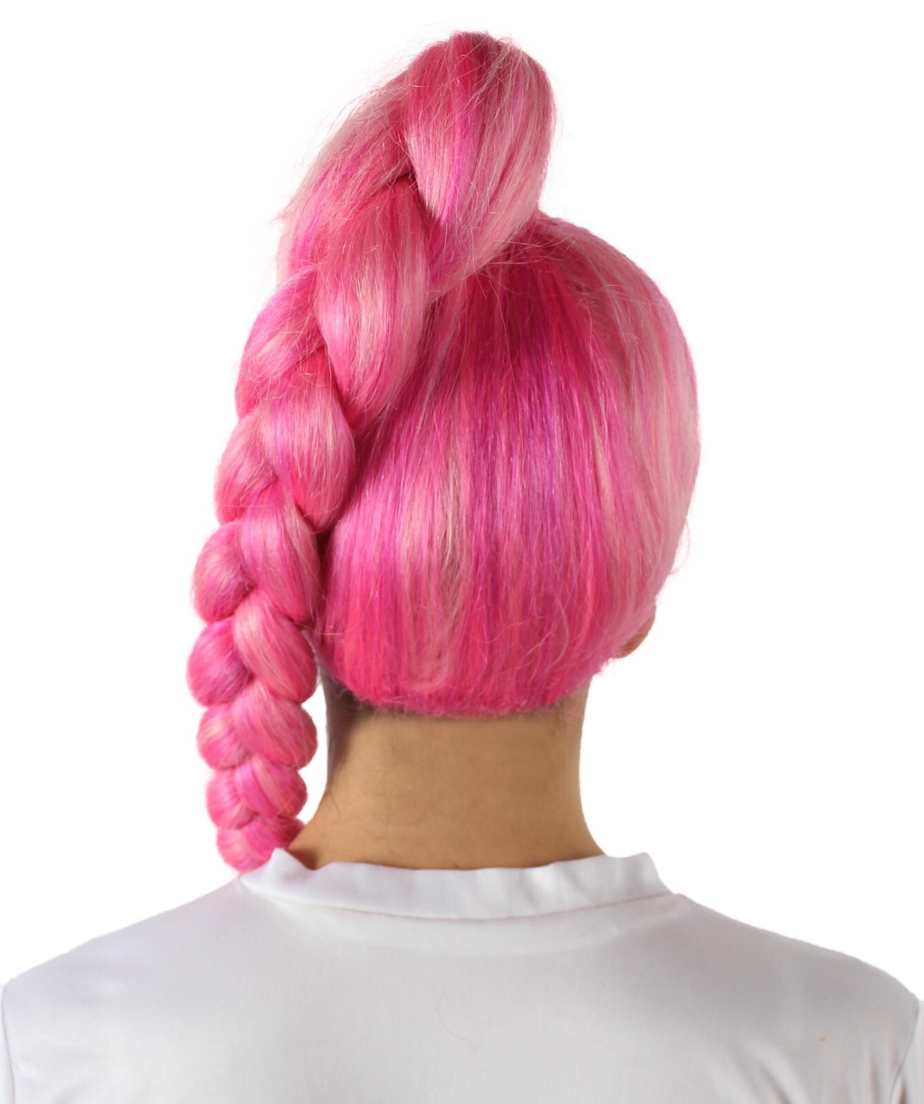 HPO Adult Women Drag Race Television Show Pink Braided Ponytail Wig | HW-7021
