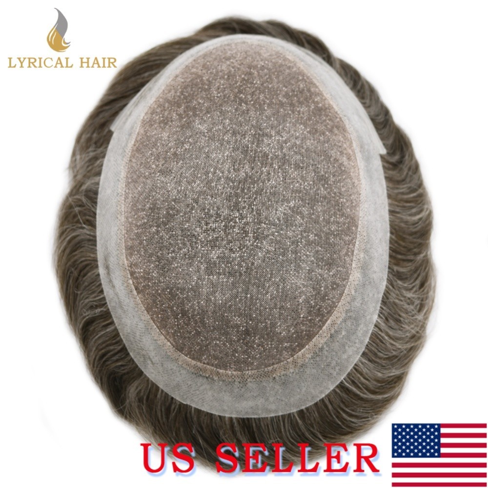 Lyrical Hair Fine Mono Mens Toupee Monofilament Wig Poly Human Hair Piece System