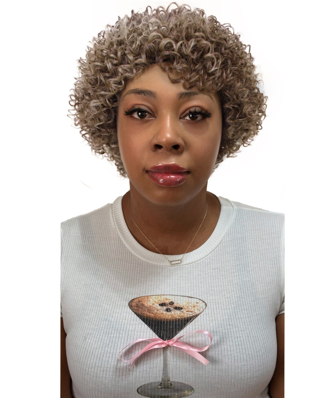 LUXLUXE Leila Curly Kinky 10 in Long Full Wig No Lace, Multiple Colors