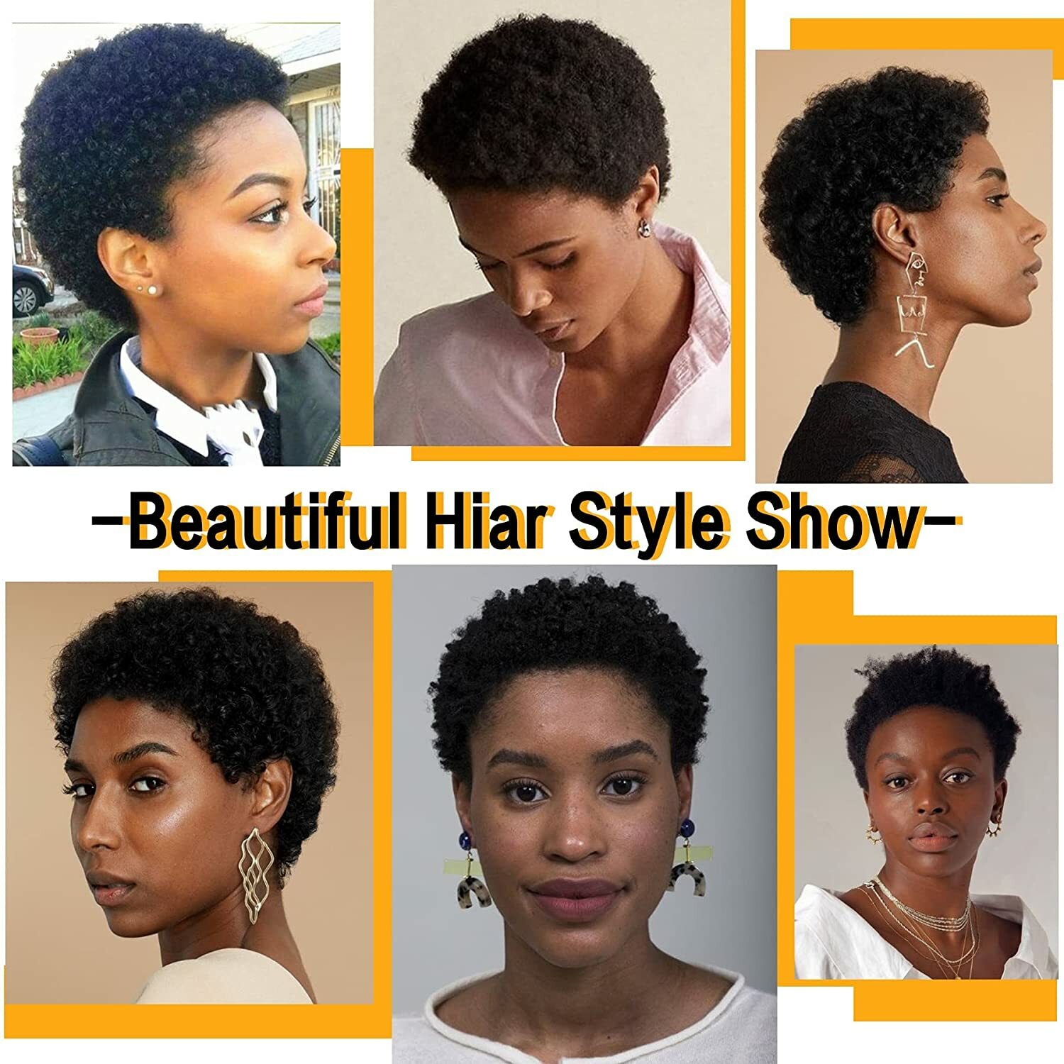 100% Human Hair Short Black Afro Kinky Curly Wigs for Women Soft Natural Hair US