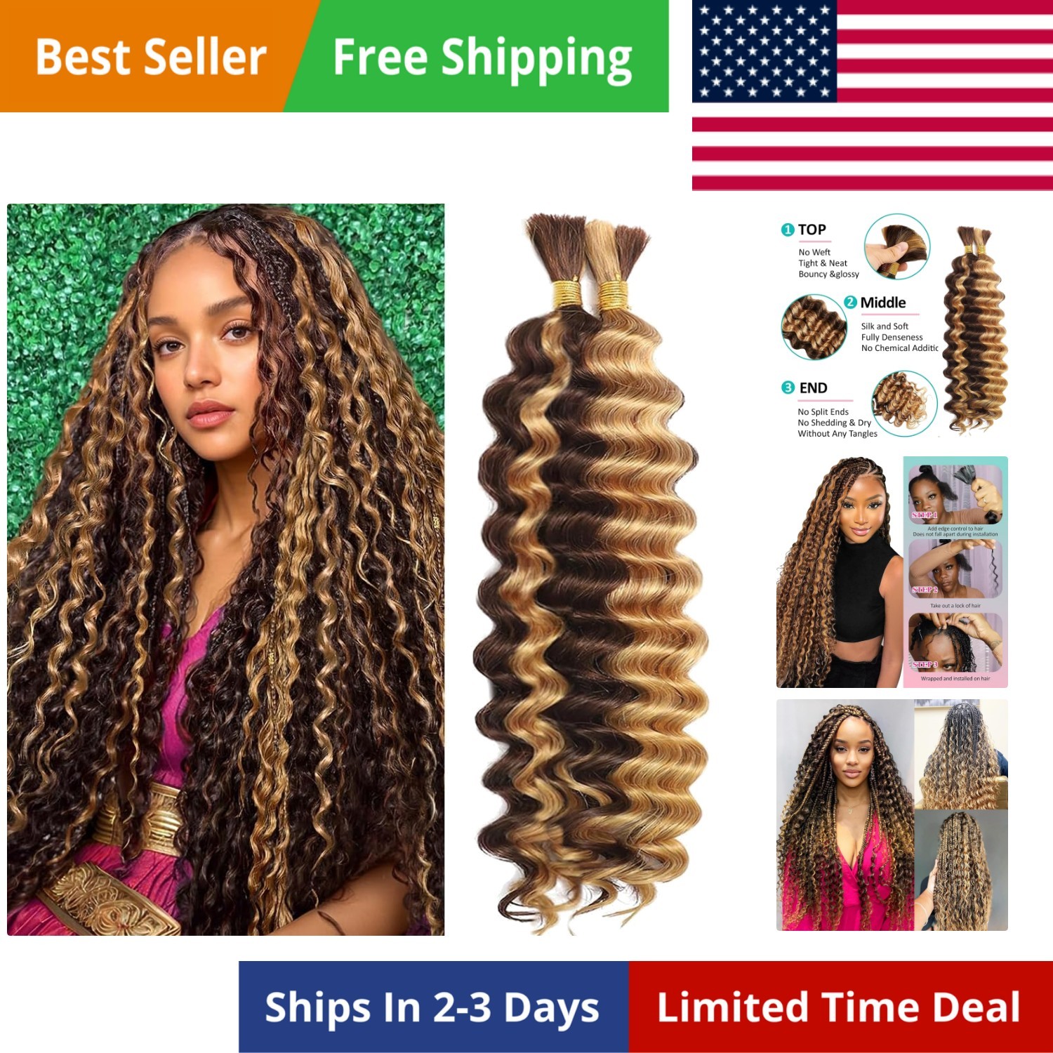 Human Braiding Hair for Boho Braids Human Hair 2 Bundles/Pack 110g 20 Inch 12…