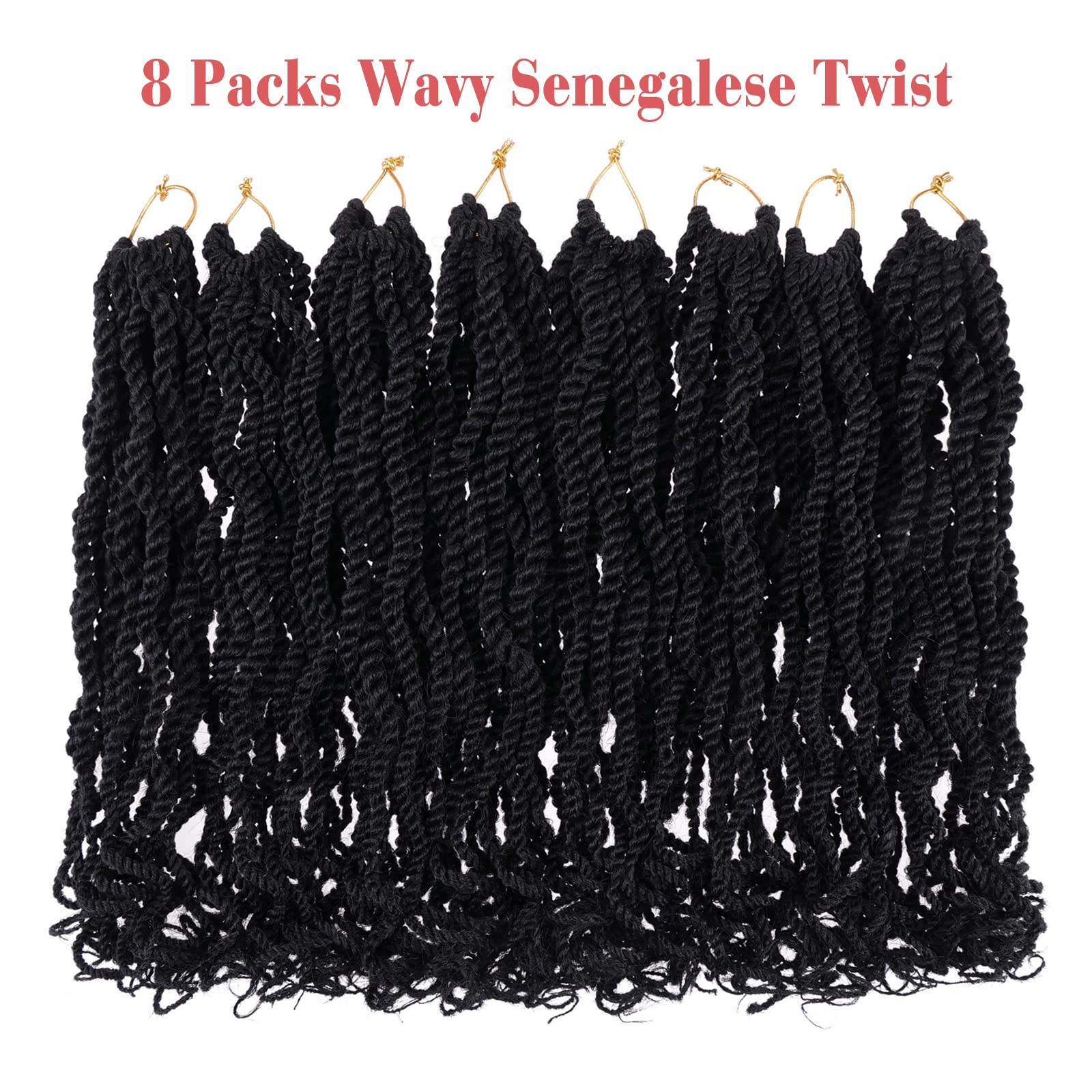 Senegalese Twist Crochet Hair 8 Inch Black 8 Packs 15 Strands/Pack – Soft