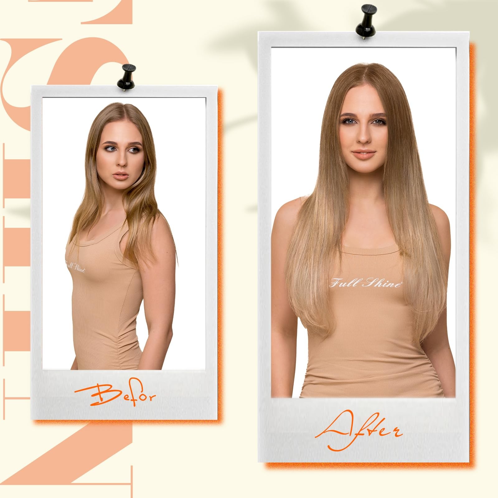 Fshine 16 Inch Ash Blonde Highlight Real Human Hair Wire Extensions 18P613