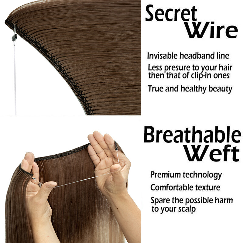 Invisible Secret Wire in Hair Extensions Hidden Head Band One Piece Miracle Ring