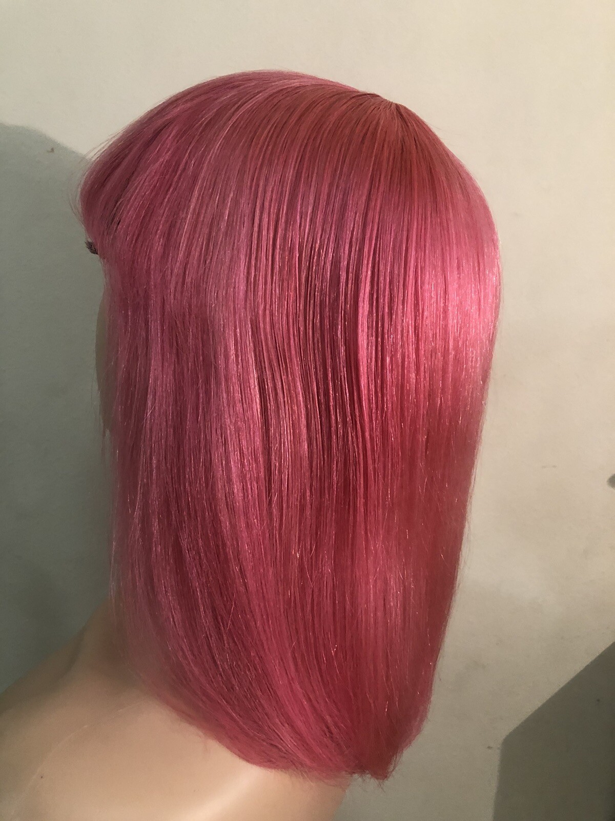 brazilian Pink Bang Bob wigs human hair