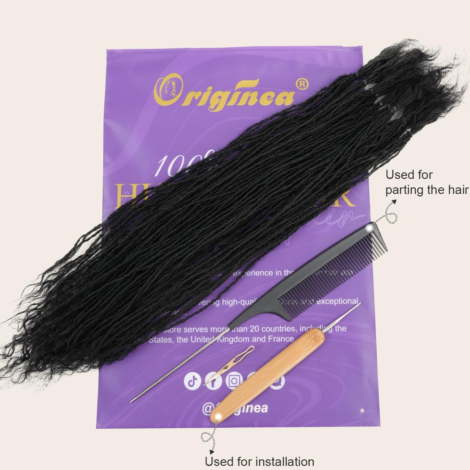 Originea 8-18″ Curly Sister Locs 0.1-0.4 Human Hair Interlocked Micro Locs