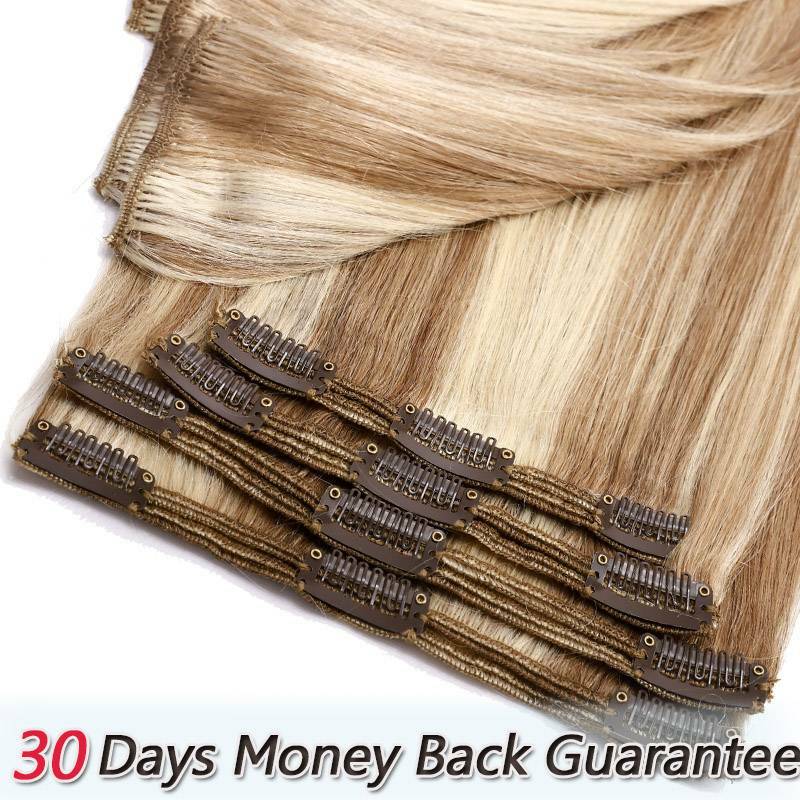 Thick Clip In Remy Human Hair Extensions Double Weft Full Head Long 200g US N322