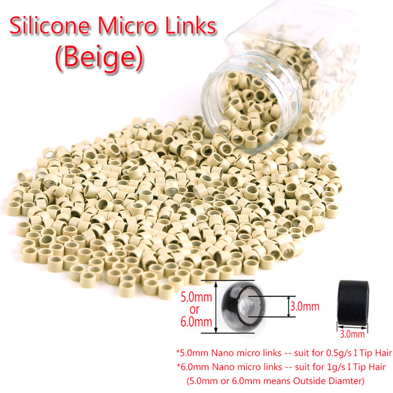 6MM Micro Ring Beads Silicone Bead Link/Lined for Feather I Tip Hair Extensions