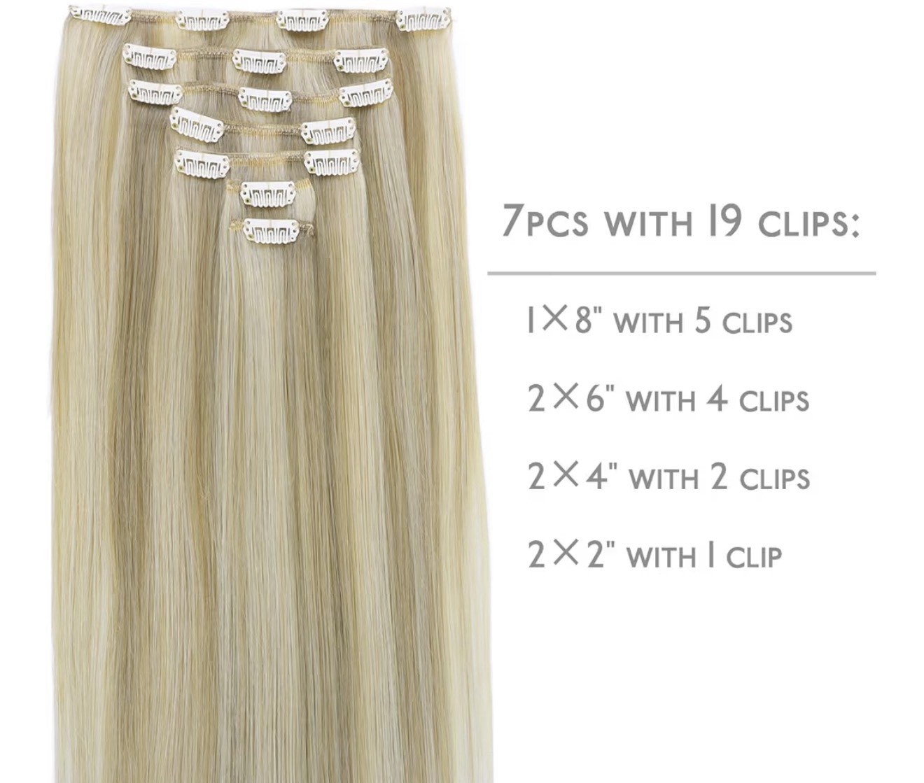 Wennalife Clip in Human Hair Extensions 14 inch 120g 7pcs Highlighted Blonde