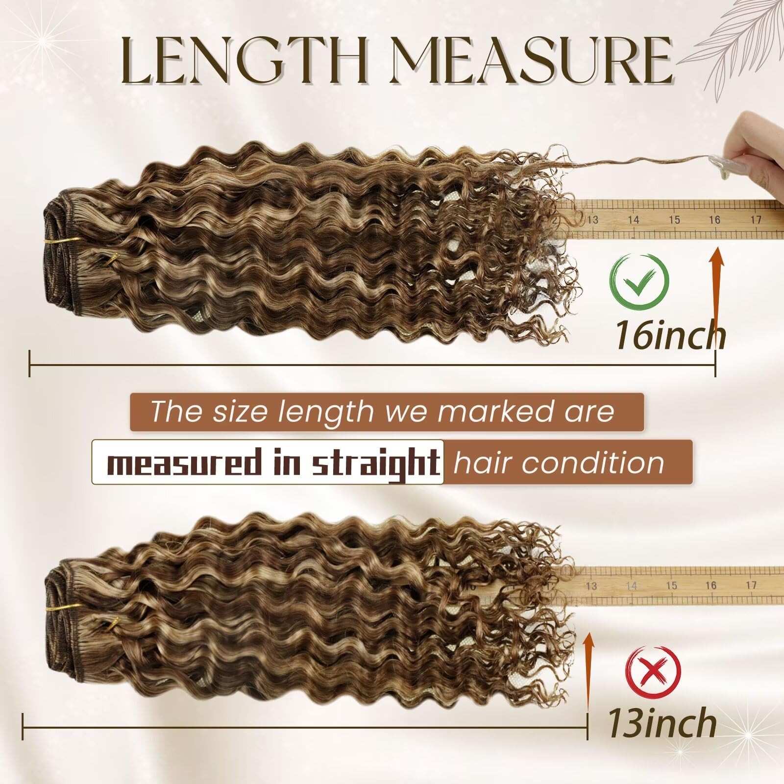 Hetto Curly Clip In Hair Extensions – Medium Brown Honey Blonde Highlights 120G
