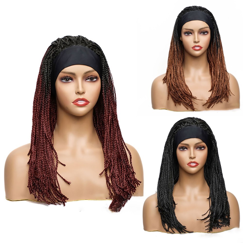 20″ Braided Headband Wigs for Black Women Synthetic Box Braiding Wigs Wrap Wigs