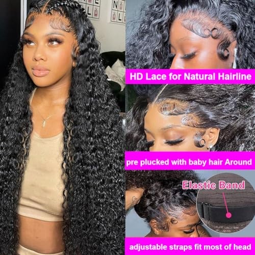 Deep Wave Lace Front Wigs Human Hair 30 Inch 200nsity 13×4 lace front wig