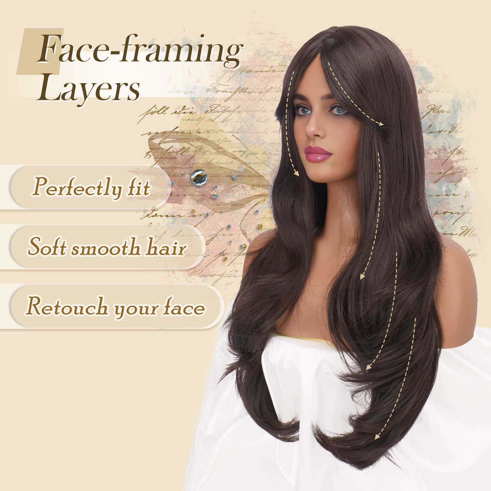 Middle Part Big Wave Long Curly Wig for Women Synthetic Full Head Daily Wig