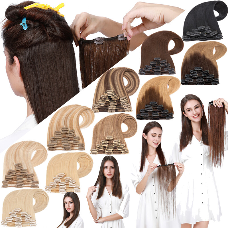 Real Remy Hair Clip In 100% Human Hair Extensions 8Pieces with 18Clips Full Head
