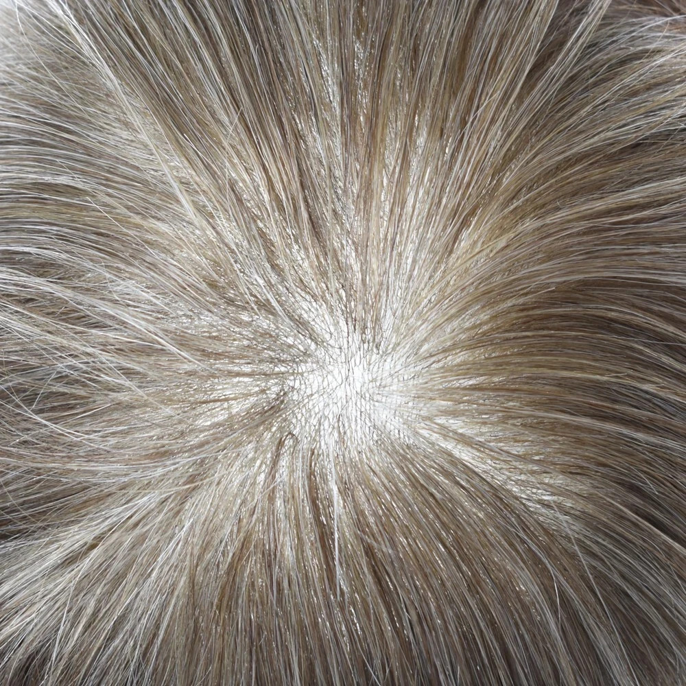 Mens Toupee HumanHair Piece Ultra Thin Skin V-Loop Men HairReplacement System US