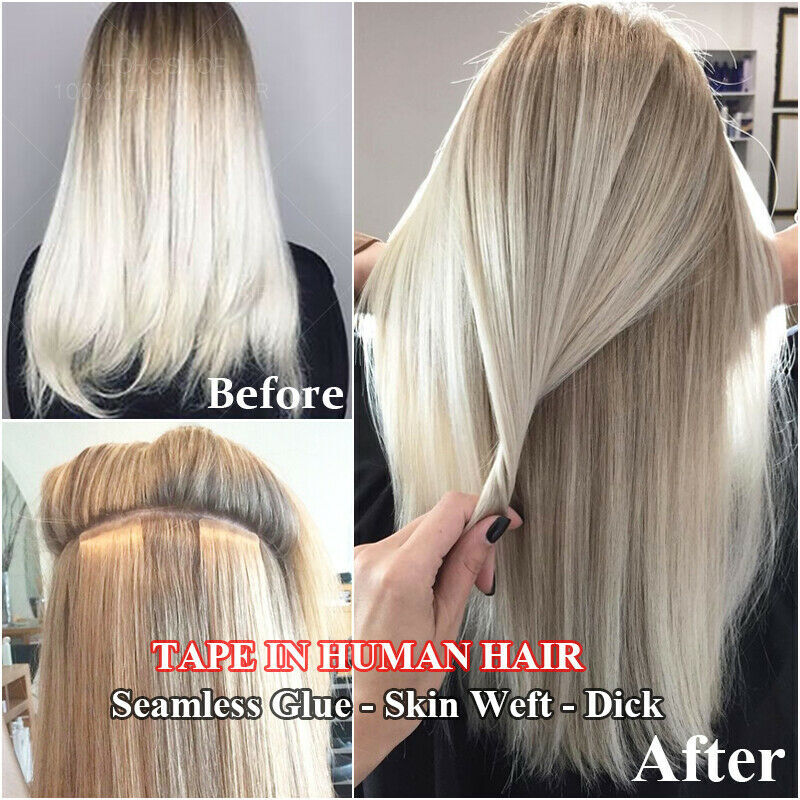 150G Full Head Tape In 100% Remy Human Hair Extensions Skin Weft Balayage 100PCS