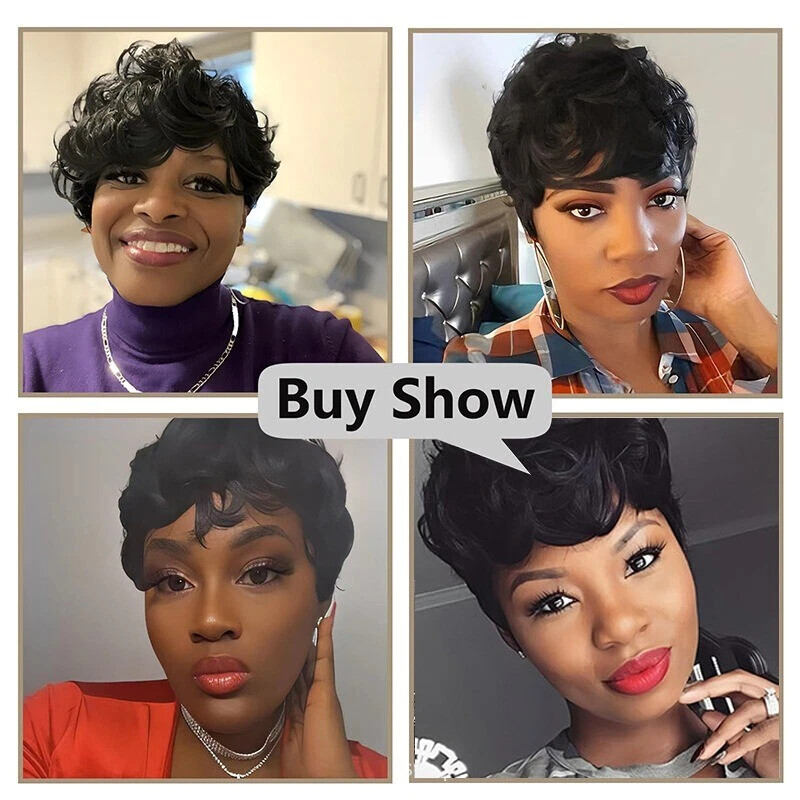 Pixie Cut Straight Short Bob Wig for Black Women 100% Brazilian Human Hair Gifts