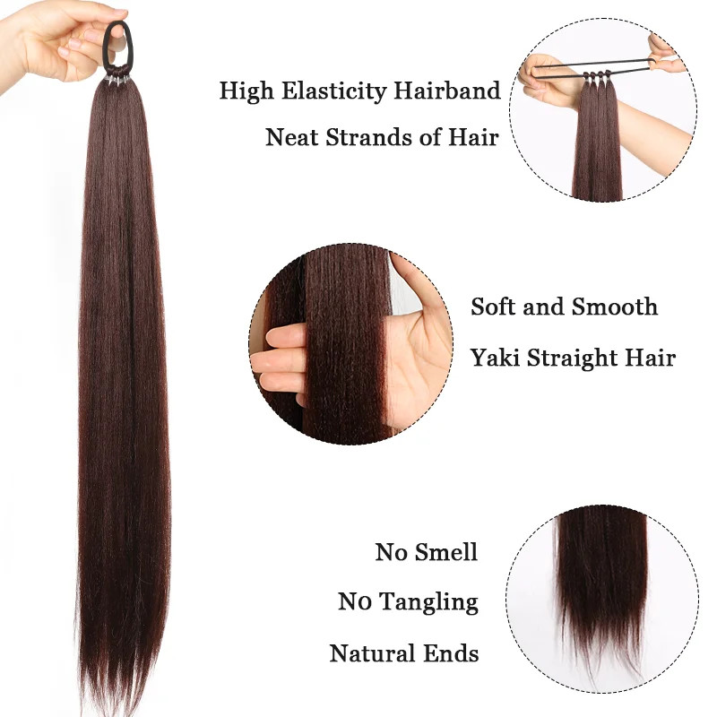 Versatile DIY Braided Ponytail Extensions Synthetic Fake Hair With Elastic Band
