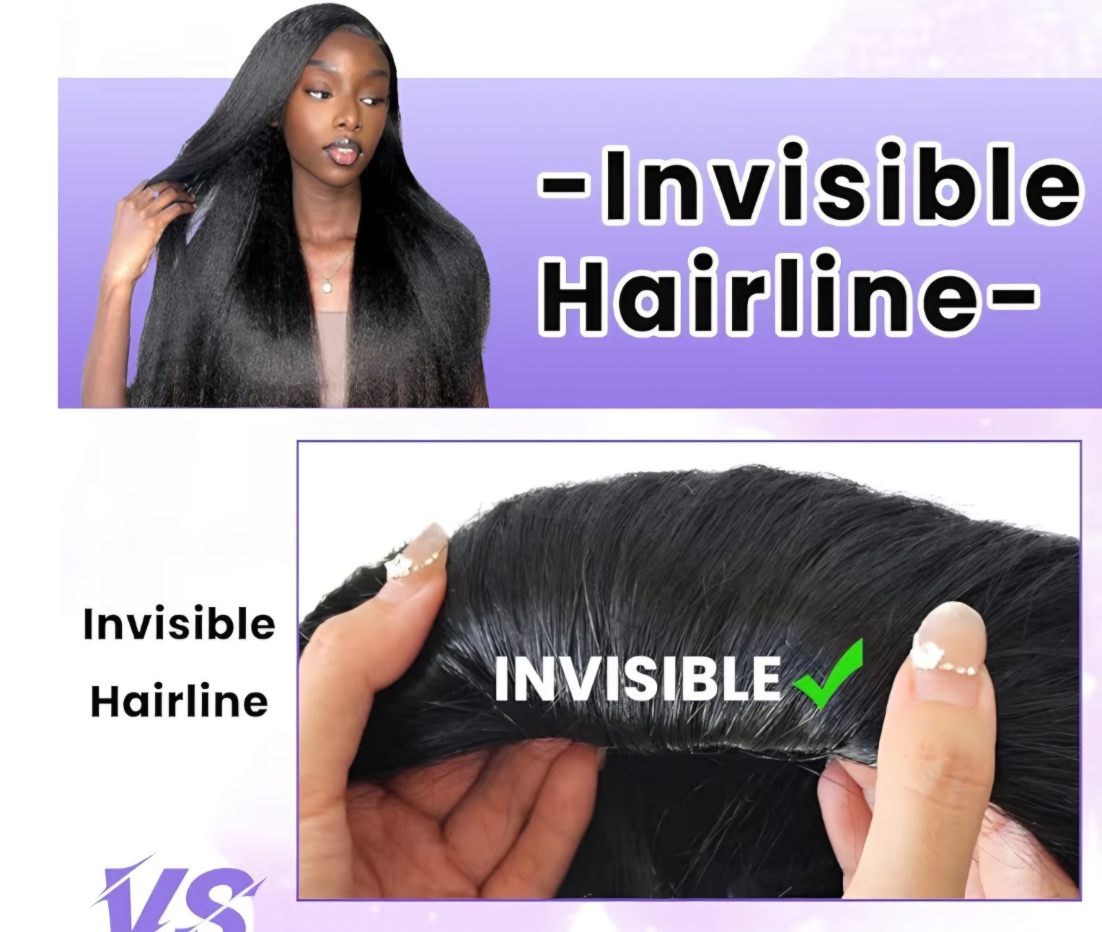 Invisible Hairline Straight Black Wig Combs Drawstring One Size Fashion