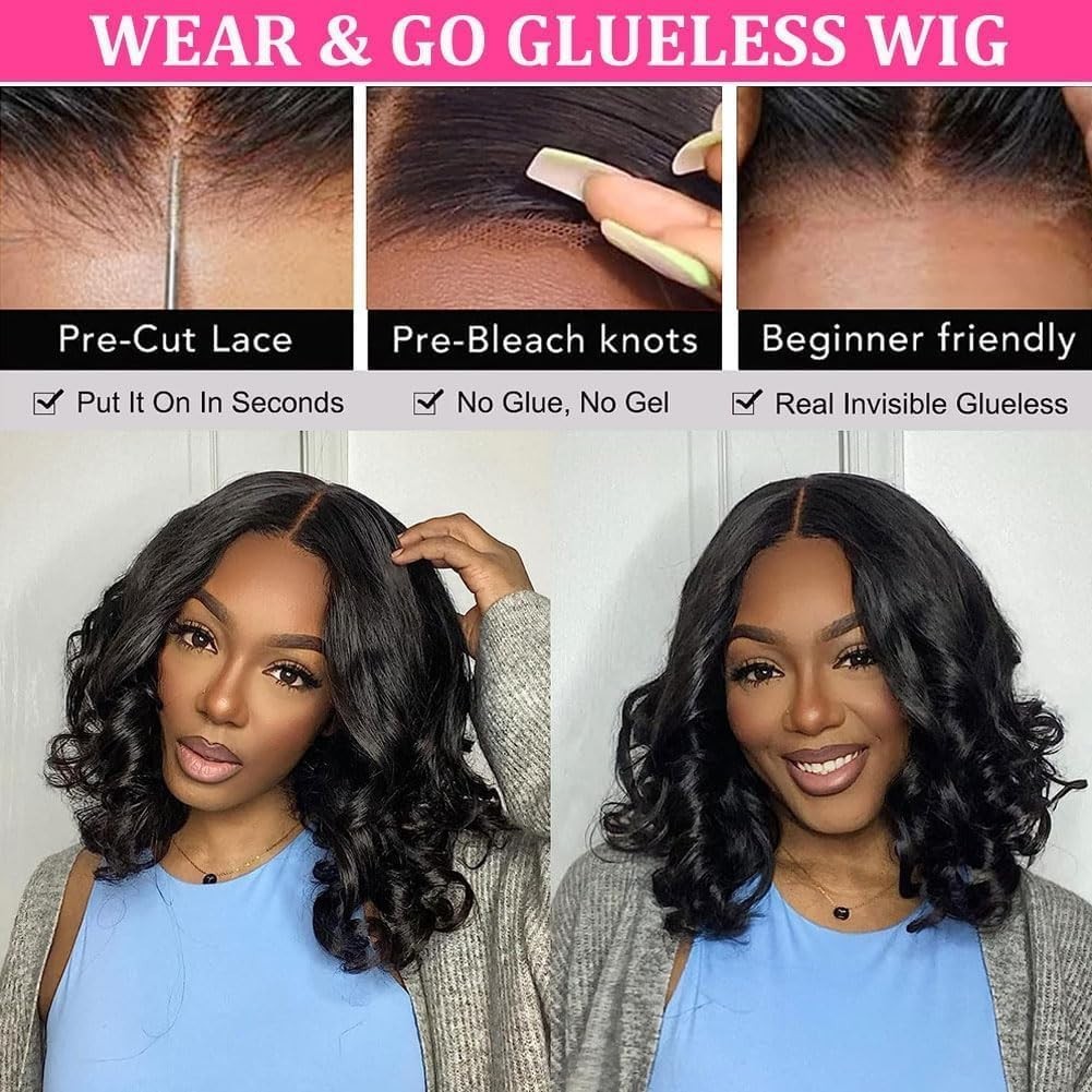 4×4 Body Wave Bob Wig Human Hair wigs for black women Wear and Go Glueless Wigs