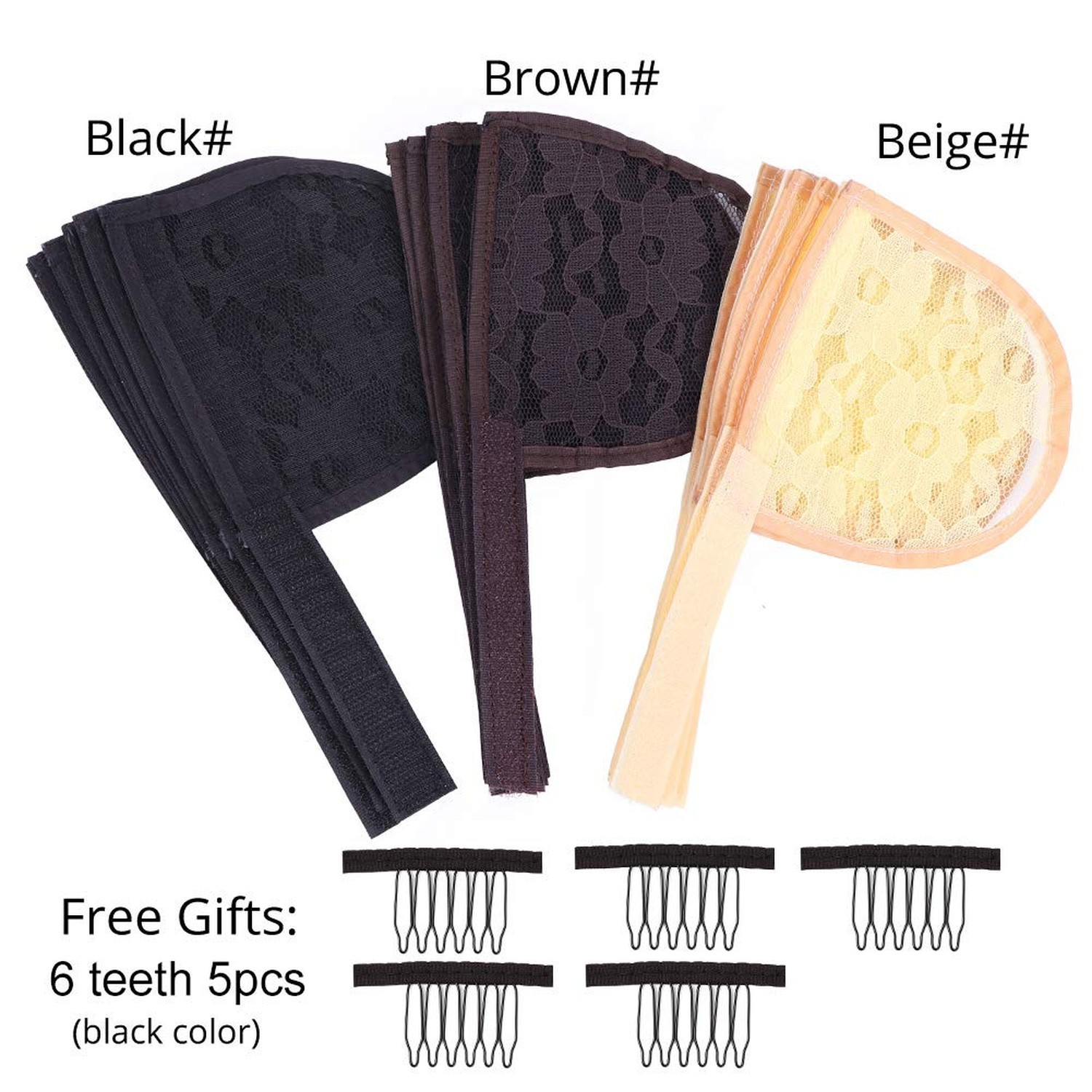 5PCS Lace Base for Ponytail with Combs – Large Hair Net – Magic Buckle – Black