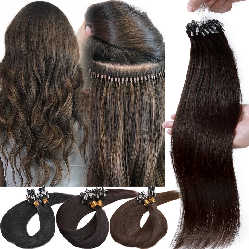 Microlink Hair Extensions Micro Loop Beads Remy Human Hair Full Head 200G THICK