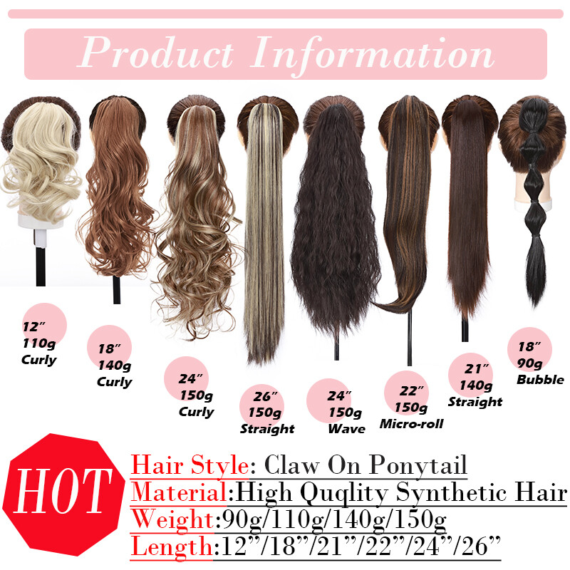 Mega Thick Any Style Jaw Claw Clip in Hair Extensions Ponytail As Human Hair US