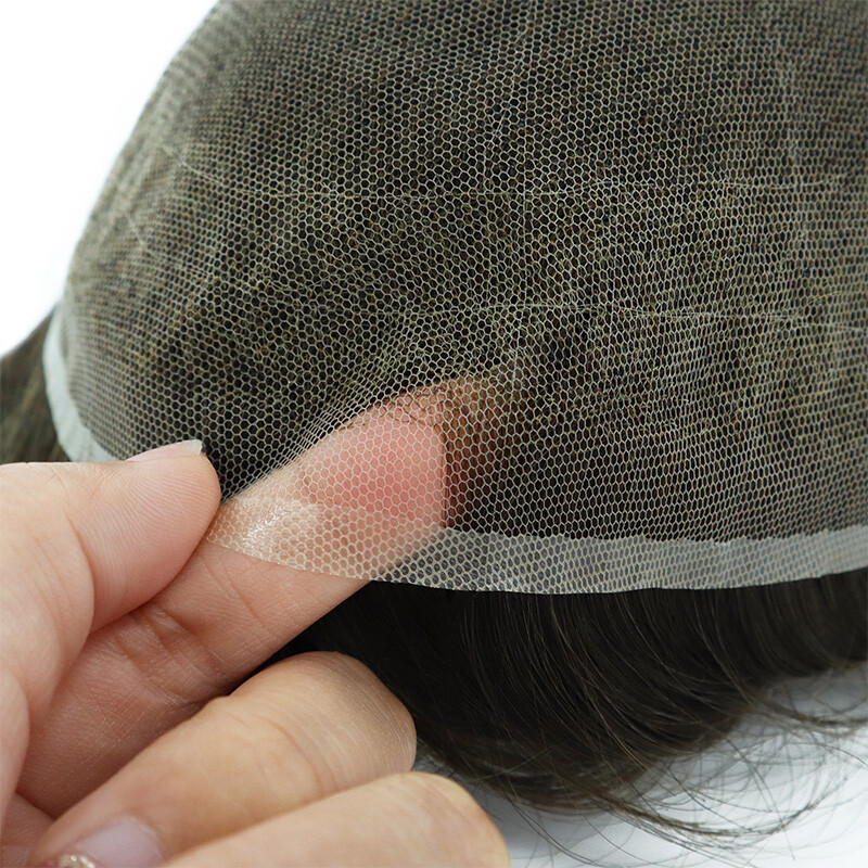 Mens Toupee Human Hair Full French Lace Hair Replacement System Express Shipping