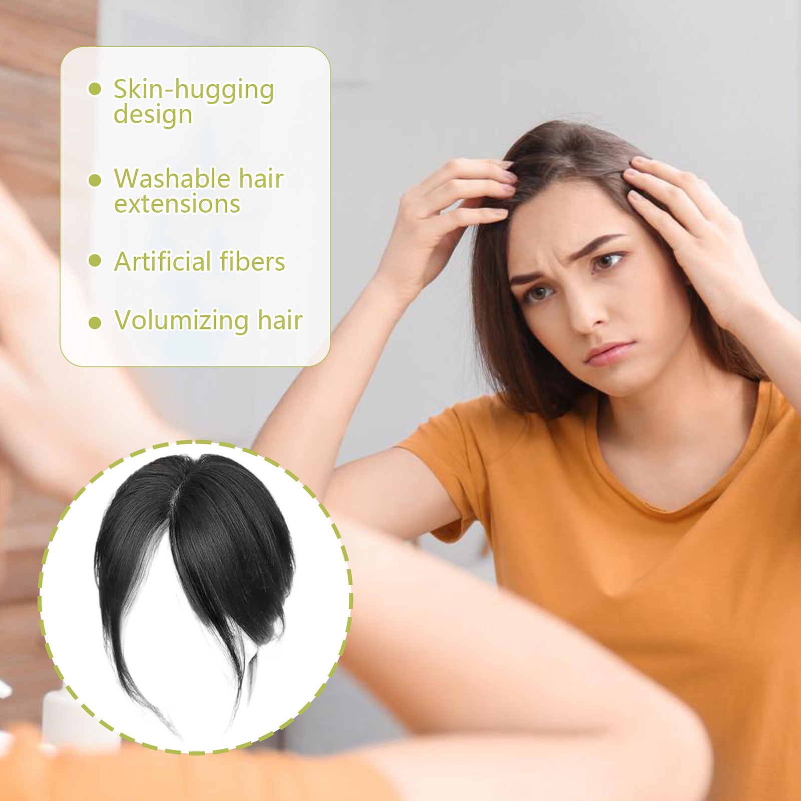 Human Hair Bangs Side Fringe Women Middle Part False Bangs Clip-in Hair